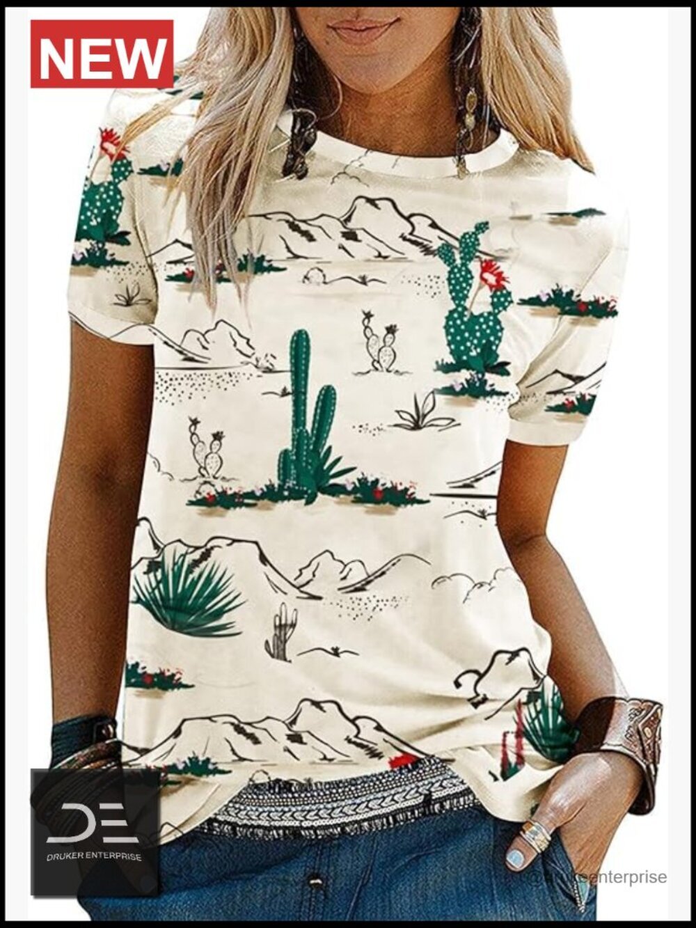 Cactus Desert Graphic Tee Short Sleeve T-Shirt for Women